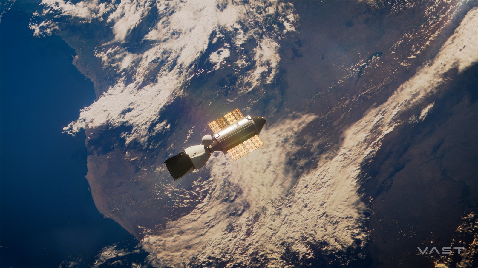 Haven-1 とドラゴン宇宙船の完成予想図(Illustration of Haven-1 and Dragon)
